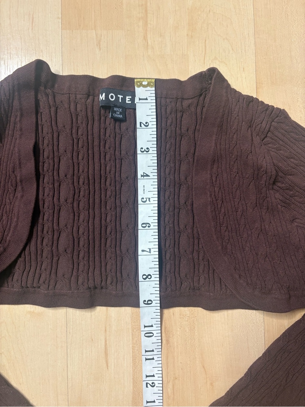 🐚 brown cable knit motel bolero shrug - Picture 3 of 5